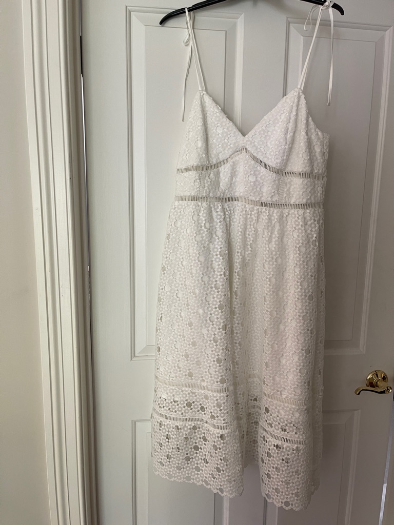 Bardot White Lace Midi Dress With Spaghetti Straps